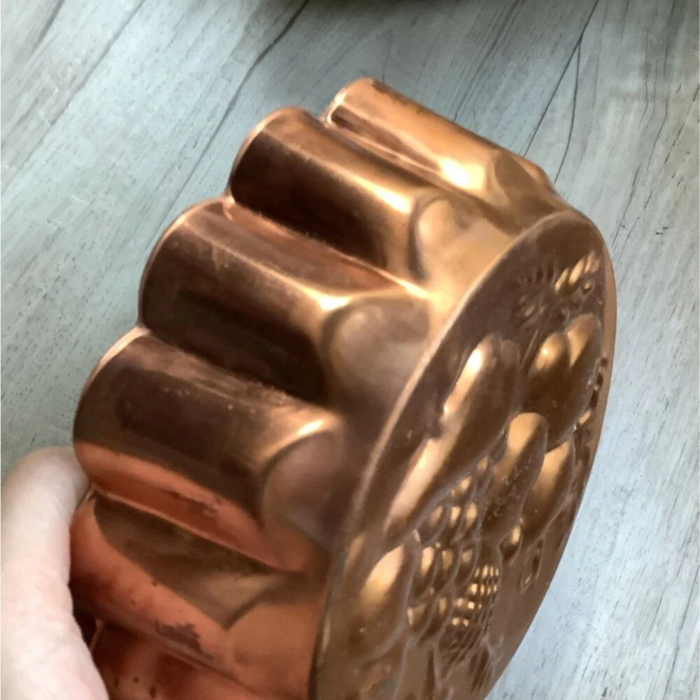 Tagus Portugal Copper Fruit Mold Tin Cake Jelly Lined Cordon Bleu Mold Italy Set